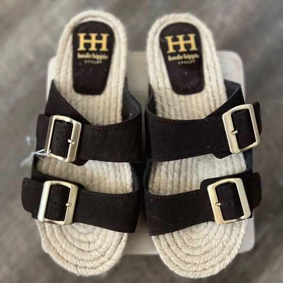 Haute Hippie Nikki Brown Buckle Sandals- Size 9.5 - Picture 2 of 6